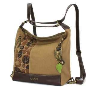 Retro Convertible Purse - Metal Charming Owl - olive