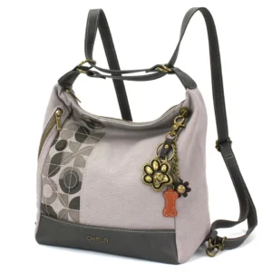 Retro Convertible Purse - Metal Charming Paw Print - gray