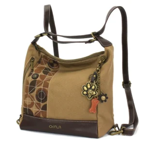 Retro Convertible Purse - Metal Charming Paw Print - olive