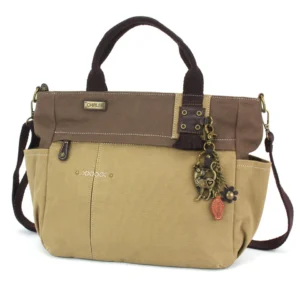 Multi Pocket Tote - Metal Charming Slim Cat - olive