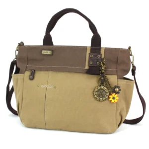 Multi Pocket Tote - Metal Charming Sunflower - olive