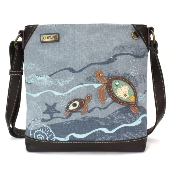 Canvas Crossbody - Turtles - blue