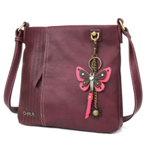 LaserCut Crossbody - Mini Keychain Pink Butterfly - plum