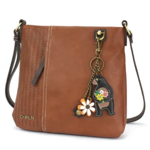 LaserCut Crossbody - Mini Keychain Bear - brown