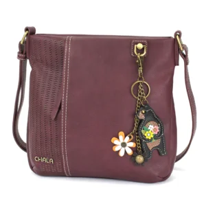 LaserCut Crossbody - Mini Keychain Bear - plum