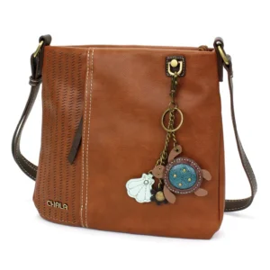 LaserCut Crossbody - Mini Keychain Turtle - brown