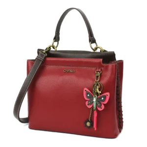 Charming Satchel - Mini Keychain Pink Butterfly - burgundy