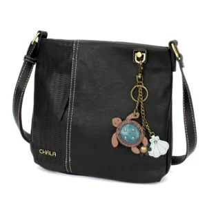 LaserCut Crossbody - Mini Keychain Turtle - black