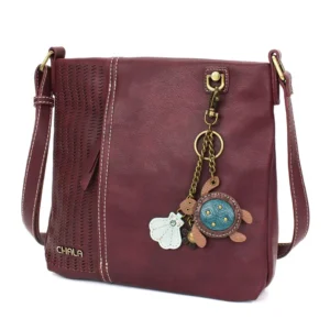 LaserCut Crossbody - Mini Keychain Turtle - plum