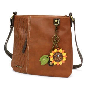 LaserCut Crossbody - Mini Keychain Sunflower - brown