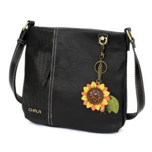 LaserCut Crossbody - Mini Keychain Sunflower - black