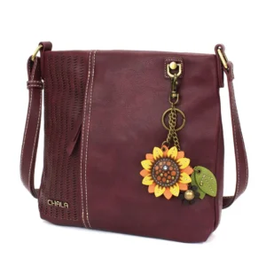 LaserCut Crossbody - Mini Keychain Sunflower - plum