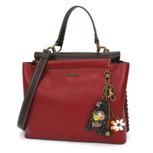 Charming Satchel - Mini Keychain Bear - burgundy