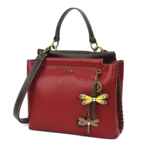Charming Satchel - Mini Keychain Yellow Dragonfly - burgundy
