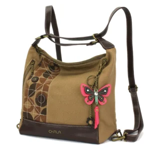 Retro Convertible Purse - Mini Keychain Pink Butterfly - olive