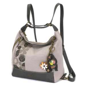 Retro Convertible Purse - Mini Keychain Bear - gray