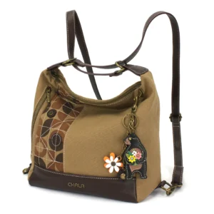 Retro Convertible Purse - Mini Keychain Bear - olive