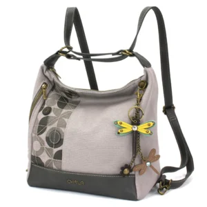 Retro Convertible Purse - Mini Keychain Yellow Dragonfly - gray