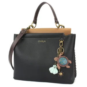 Charming Satchel - Mini Keychain Turtle - black