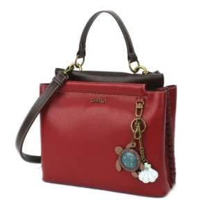Charming Satchel - Mini Keychain Turtle - burgundy