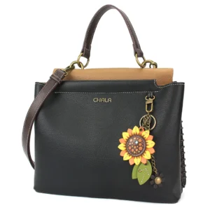 Charming Satchel - Mini Keychain Sunflower - black