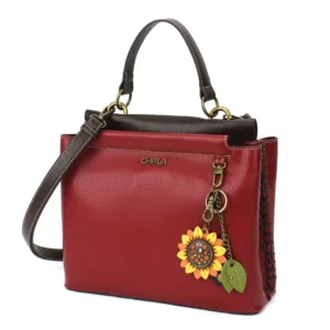 Charming Satchel - Mini Keychain Sunflower - burgundy