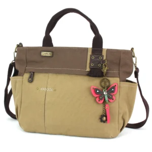 Multi Pocket Tote - Mini Keychain Pink Butterfly - olive