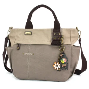 Multi Pocket Tote - Mini Keychain Bear - dark gray
