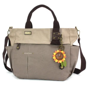 Multi Pocket Tote - Mini Keychain Sunflower - dark gray