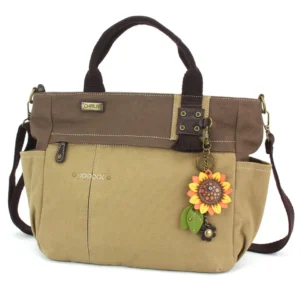 Multi Pocket Tote - Mini Keychain Sunflower - olive
