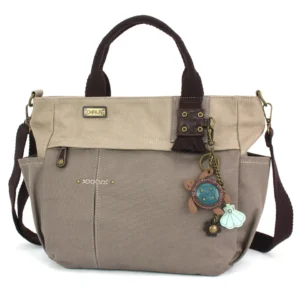 Multi Pocket Tote - Mini Keychain Turtle - dark gray