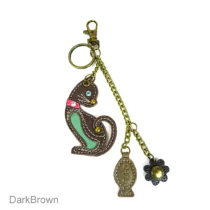 Mini Keychain - Cat - teal (w/ fish charm)