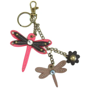 Mini Keychain - Dragonfly - pink (w/ dragonfly charm)