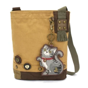 Patch Crossbody - Tabby Cat - gray - brown