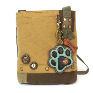Patch Crossbody - Paw Print - teal - brown