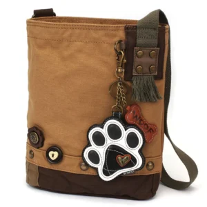 Patch Crossbody - Paw Print - b&w - brown