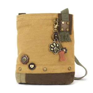 Patch Crossbody - Metal Charming Paw Print - brown