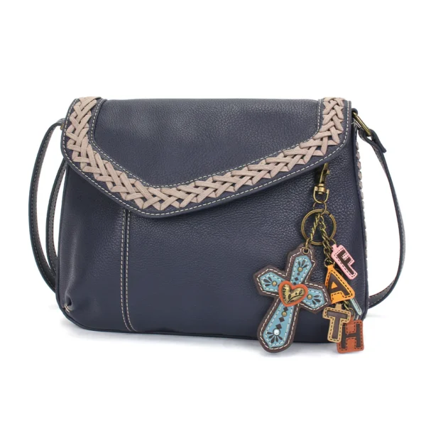 Braided Boho Crossbody - Charming Charms Cross+FAITH - navy