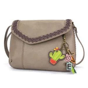 Braided Boho Crossbody - Charming Charms Cactus+LOVE - warm gray