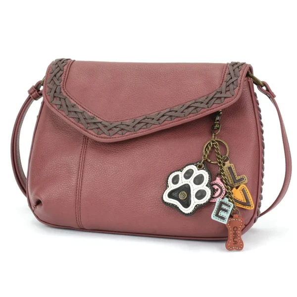 Braided Boho Crossbody - Charming Charms Dove+PEACE - berry