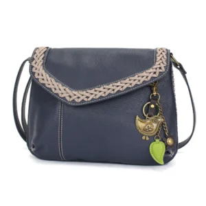 Braided Boho Crossbody - Metal Charming Bird - navy