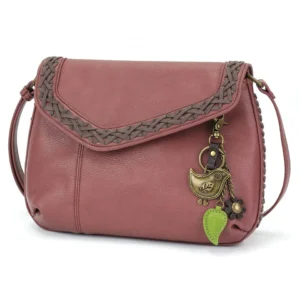 Braided Boho Crossbody - Metal Charming Anchor - berry