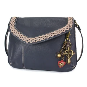 Braided Boho Crossbody - Metal Charming Cross - navy