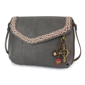 Braided Boho Crossbody - Metal Charming Cross - ink