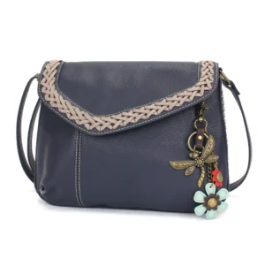 Braided Boho Crossbody - Metal Charming Dragonfly - navy