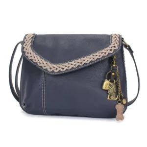 Braided Boho Crossbody - Metal Charming Dog - navy