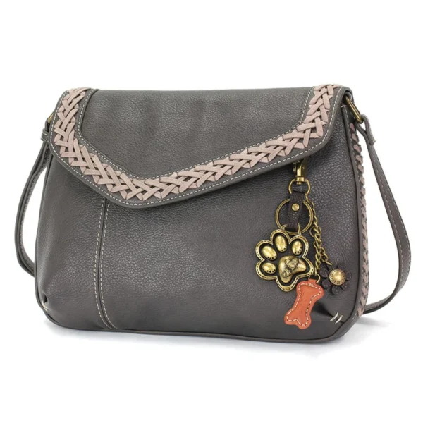 Braided Boho Crossbody - Metal Charming Paw Print - ink