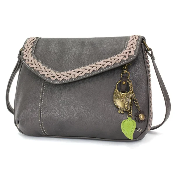 Braided Boho Crossbody - Metal Charming Owl - ink