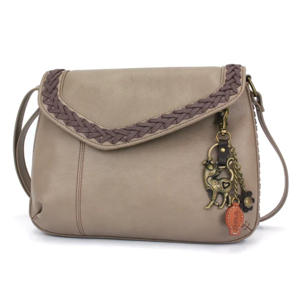 Braided Boho Crossbody - Metal Charming Slim Cat - warm gray