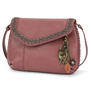 Braided Boho Crossbody - Metal Charming Slim Cat - berry
